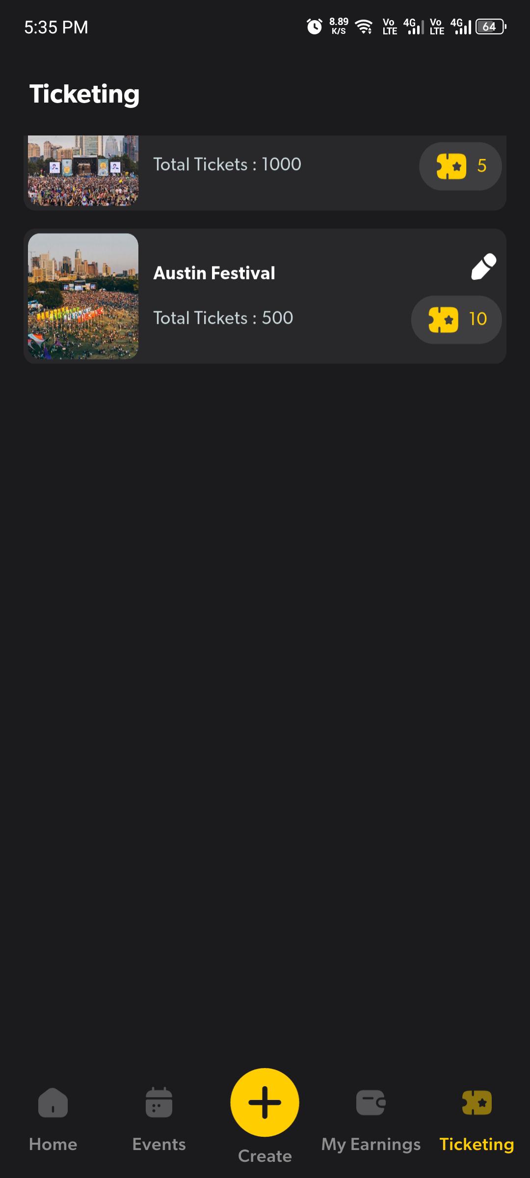 Checkd IN sell-tickets screen